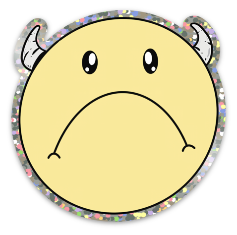 "Frownie Face" Holographic Sticker